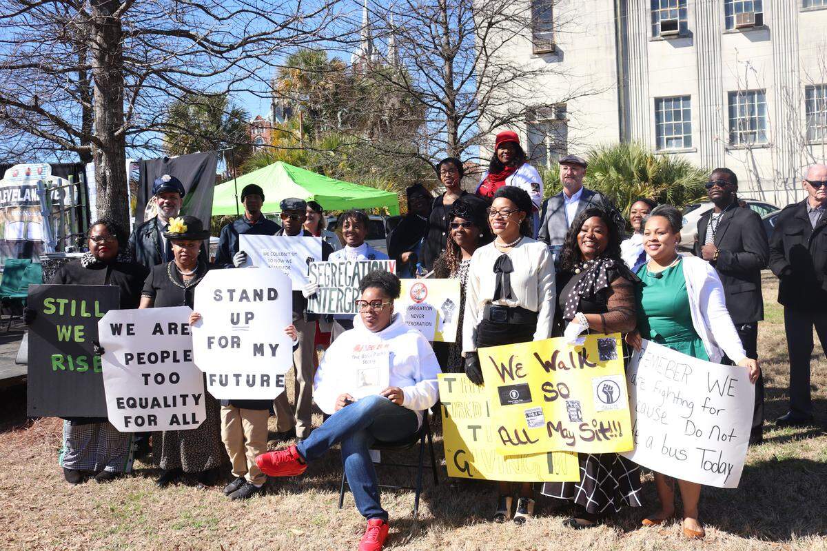 Maconites gathered at Rosa Parks Square Saturday in downtown Macon to celebrate what would been Parks’ 110th birthday. Parks’ niece visited Bibb County earlier in the week.