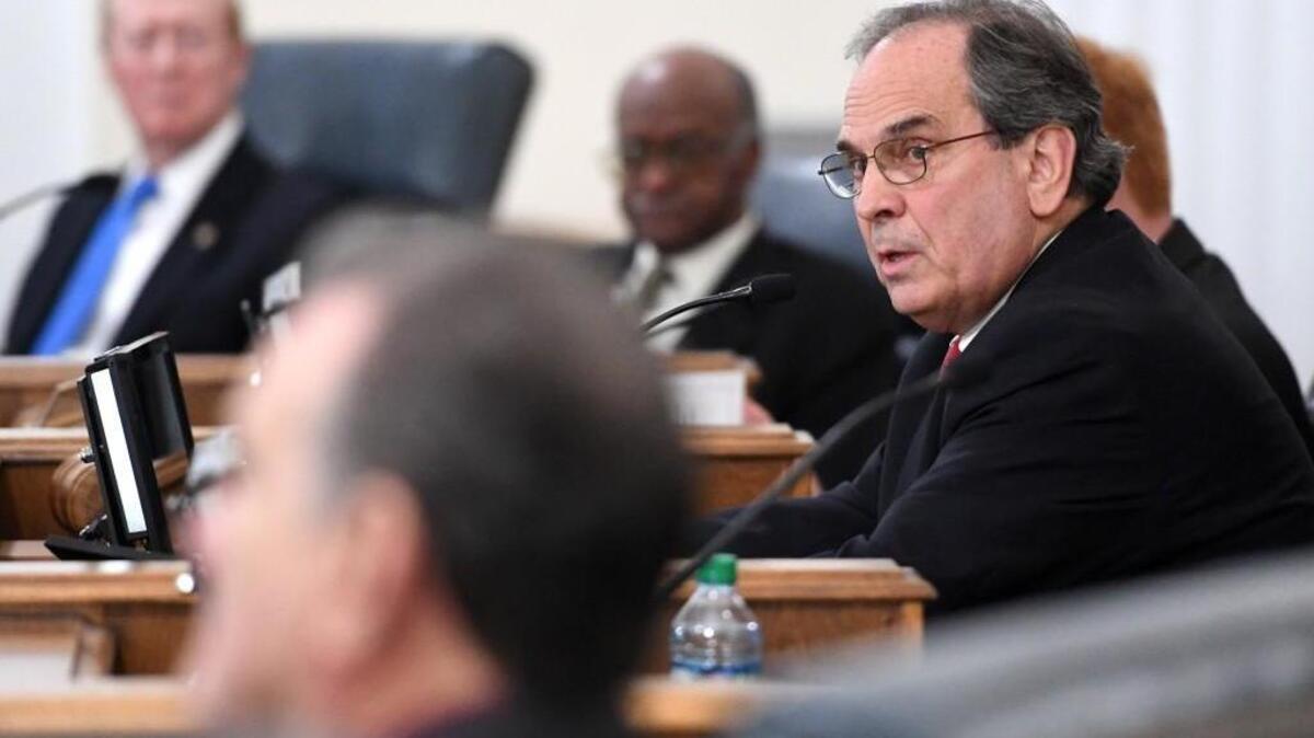 Macon-Bibb County Mayor Robert Reichert addresses Macon-Bibb County Commission members in 2016.