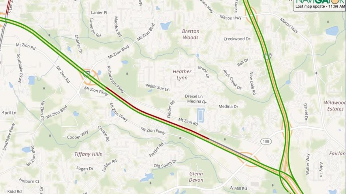 Screenshot of traffic map by Georgia Department of Transportation