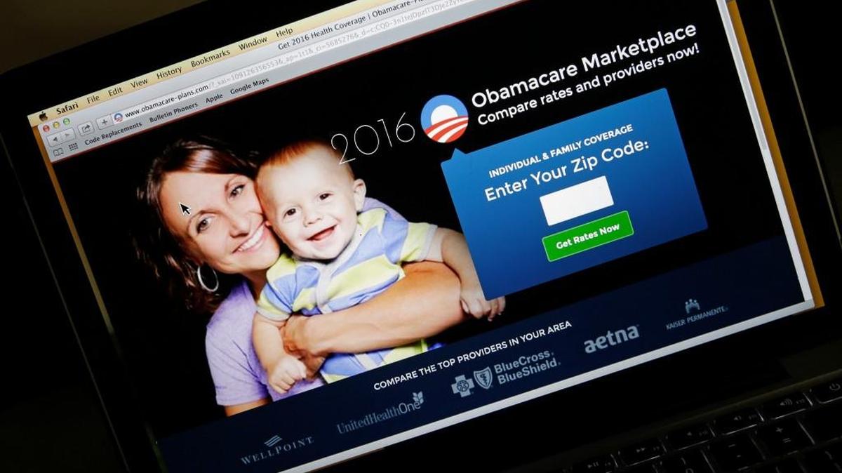 A website designed to help health care shoppers find providers for the Affordable Care Act is shown on a computer screen.