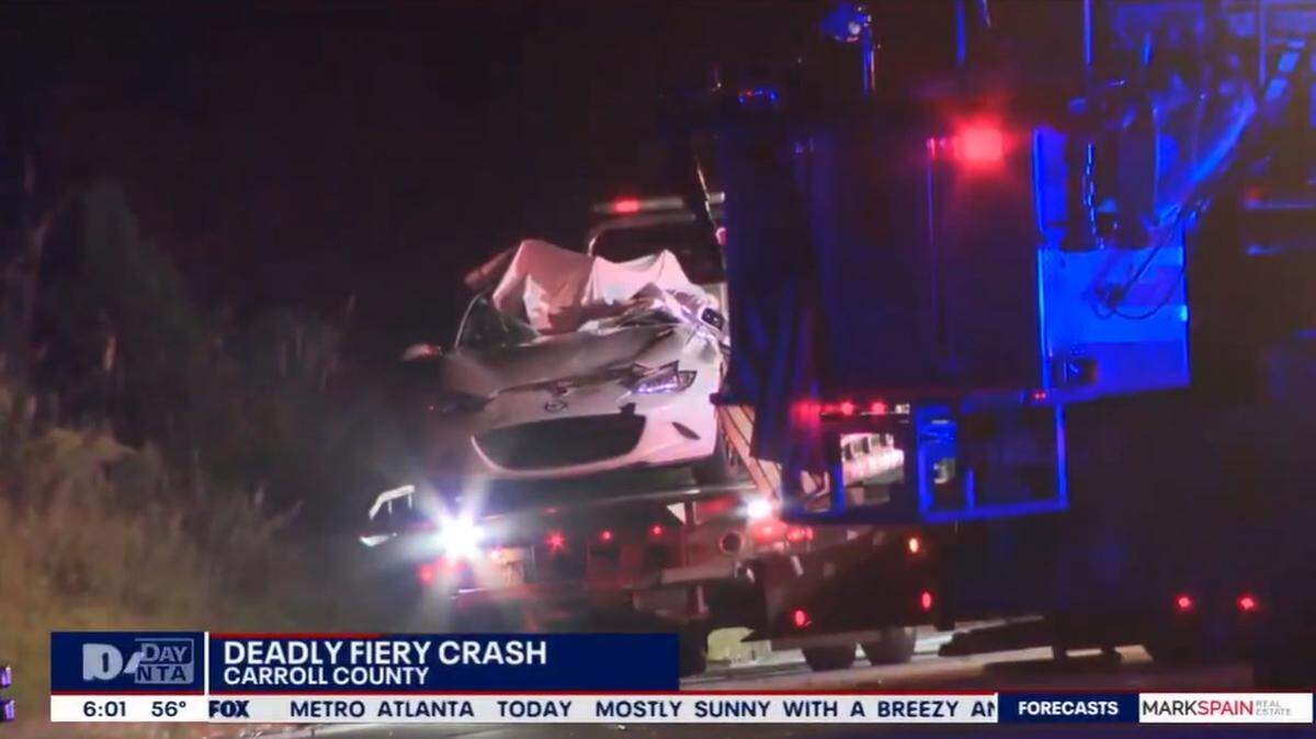 Three people died when a wrong-way driver crashed into two oncoming cars on U.S. Highway 27 in Carroll County, Georgia, state troopers say.