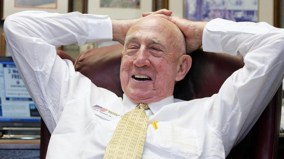Waffle House co-founder Joe Rogers, Sr. shares a lighter moment at his office in the Waffle House headquarters in Norcross, Ga., Tuesday, July 26, 2005. There are 1,500 Waffle Houses spread across 25 states, as far west as Arizona and as far north as Illinois, but the chain is still rooted deeply in the South and retains a distinctively down-home, blue-collar aura.
