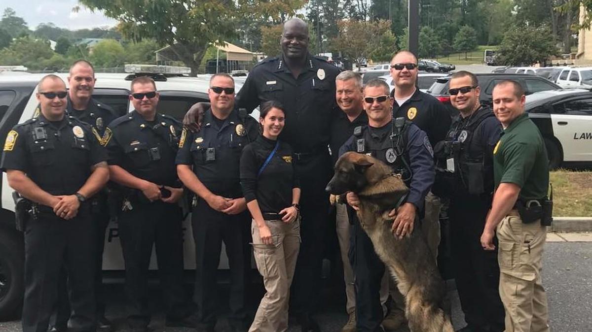 Shaquille O’Neal visited the Lawrenceville Police Department on Wednesday, Sept. 13, 2017, to film a public service announcement.