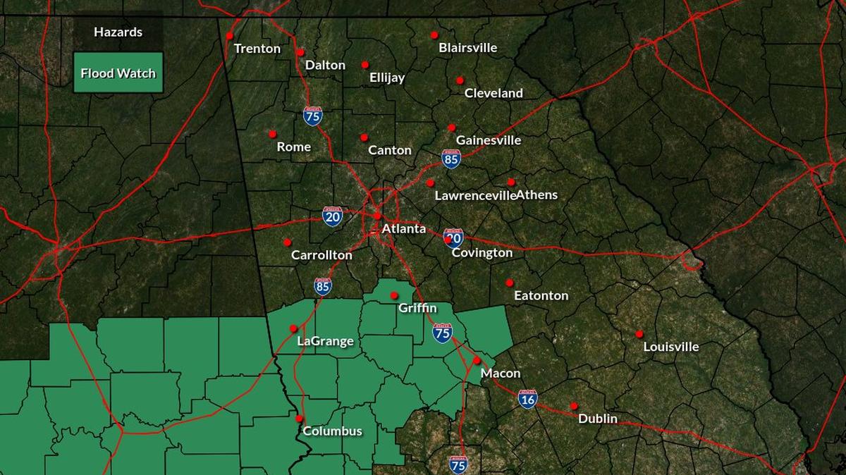 The National Weather Service has issued a flood watch for southwest and Middle Georgia.