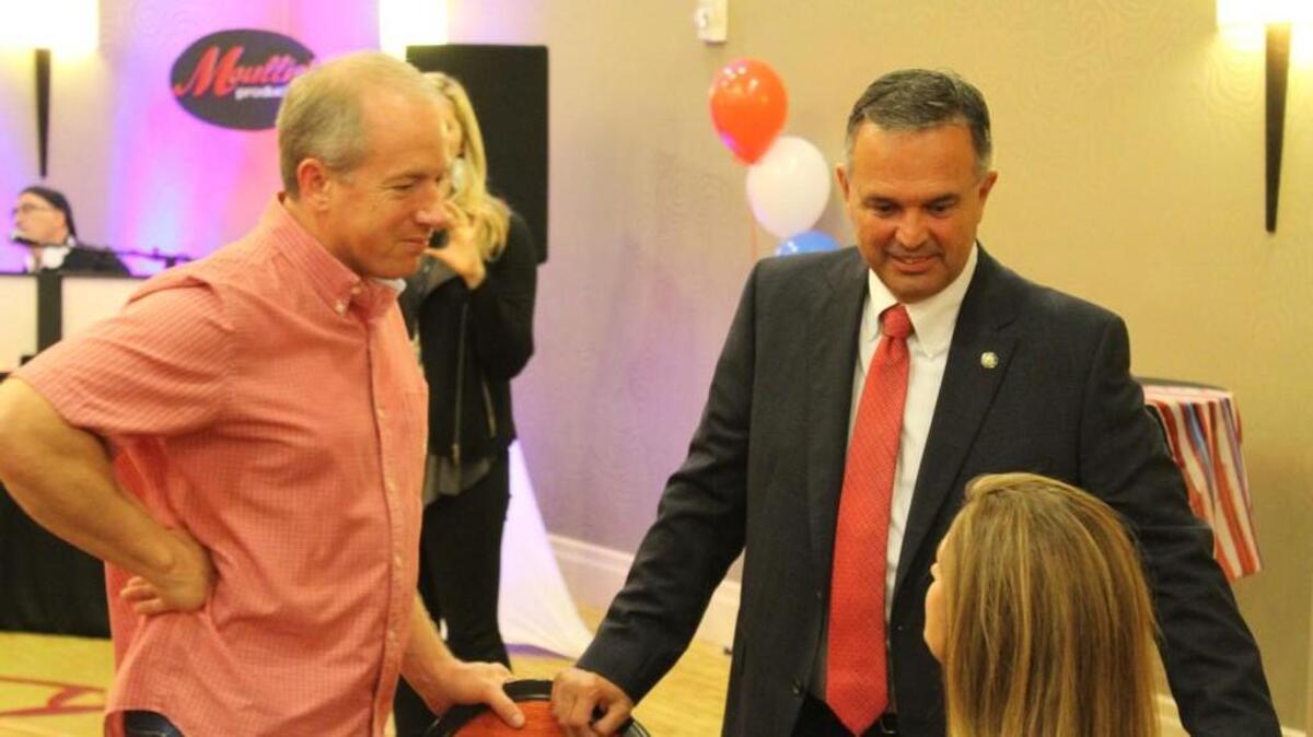 Warner Robins Mayor Randy Toms speaks with supporters at his election party on Nov. 7, 2017. He won re-election without a runoff.