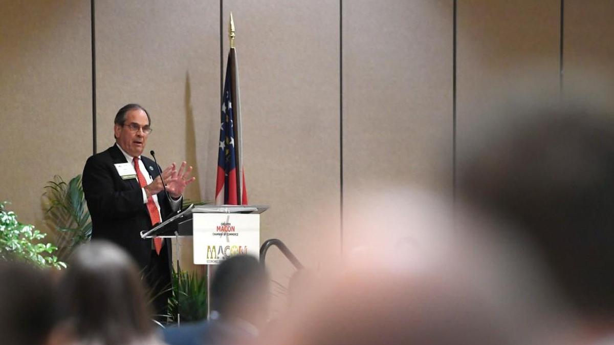 Macon-Bibb County Mayor Robert Reichert delivers the State of the Community address on Jan. 18, 2018. In his address he talked about his desire to ask for a OLOST to shore up the county’s finances.