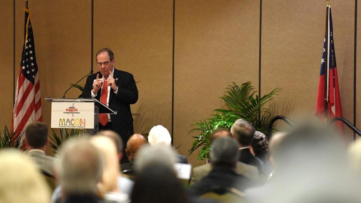 Macon-Bibb County mayor Robert Reichert delivers the State of the Community address.