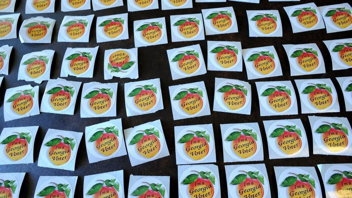 Georgia voter stickers pictured in 2013.
