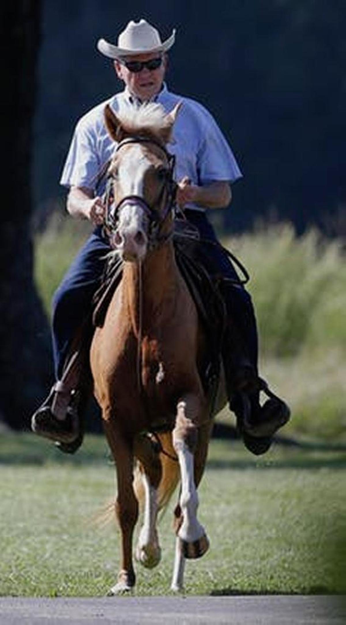 Roy Moore rides his horse to vote Sept. 26, 2017, in Gallant, Alabama.