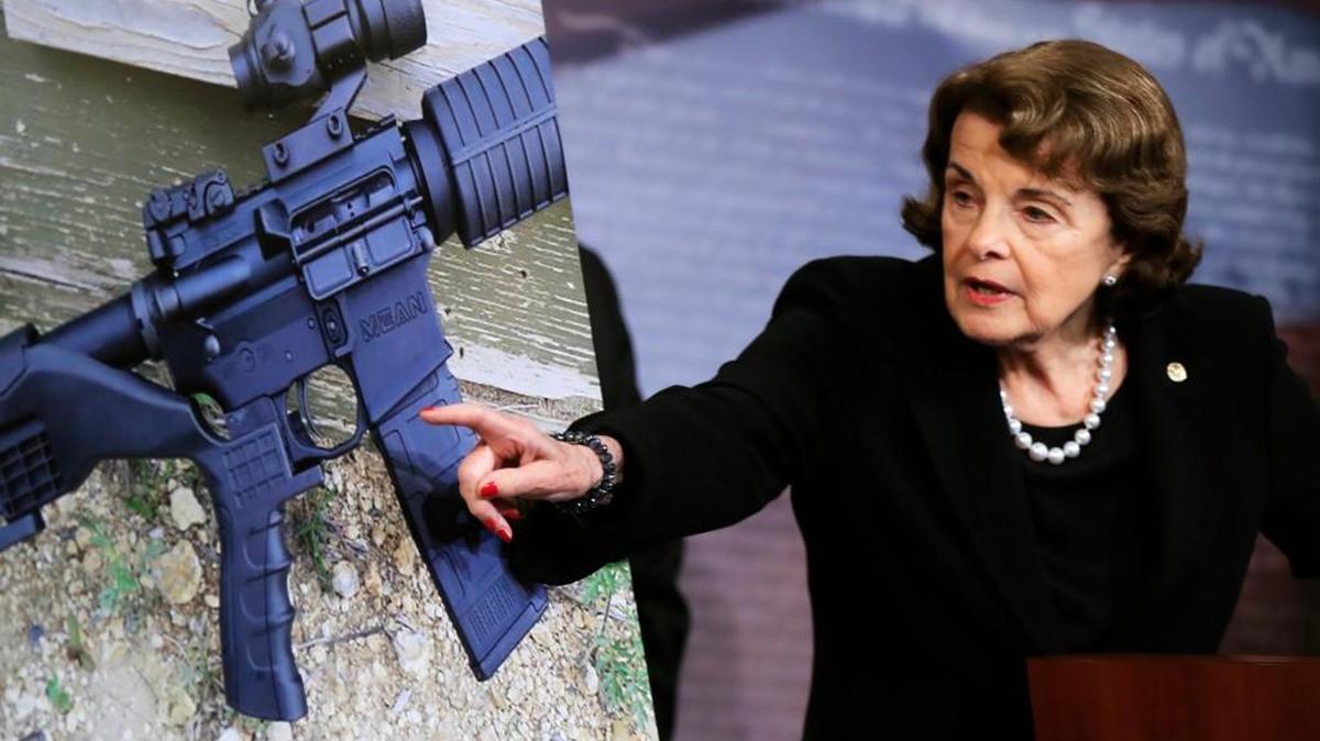 Sen. Dianne Feinstein, D-Calif., speaks during a news conference about gun legislation on Capitol Hill in Washington. Seeking momentum for gun restrictions, Feinstein said only broader legislation would be effective in outlawing "bump stocks" like the Las Vegas gunman used.