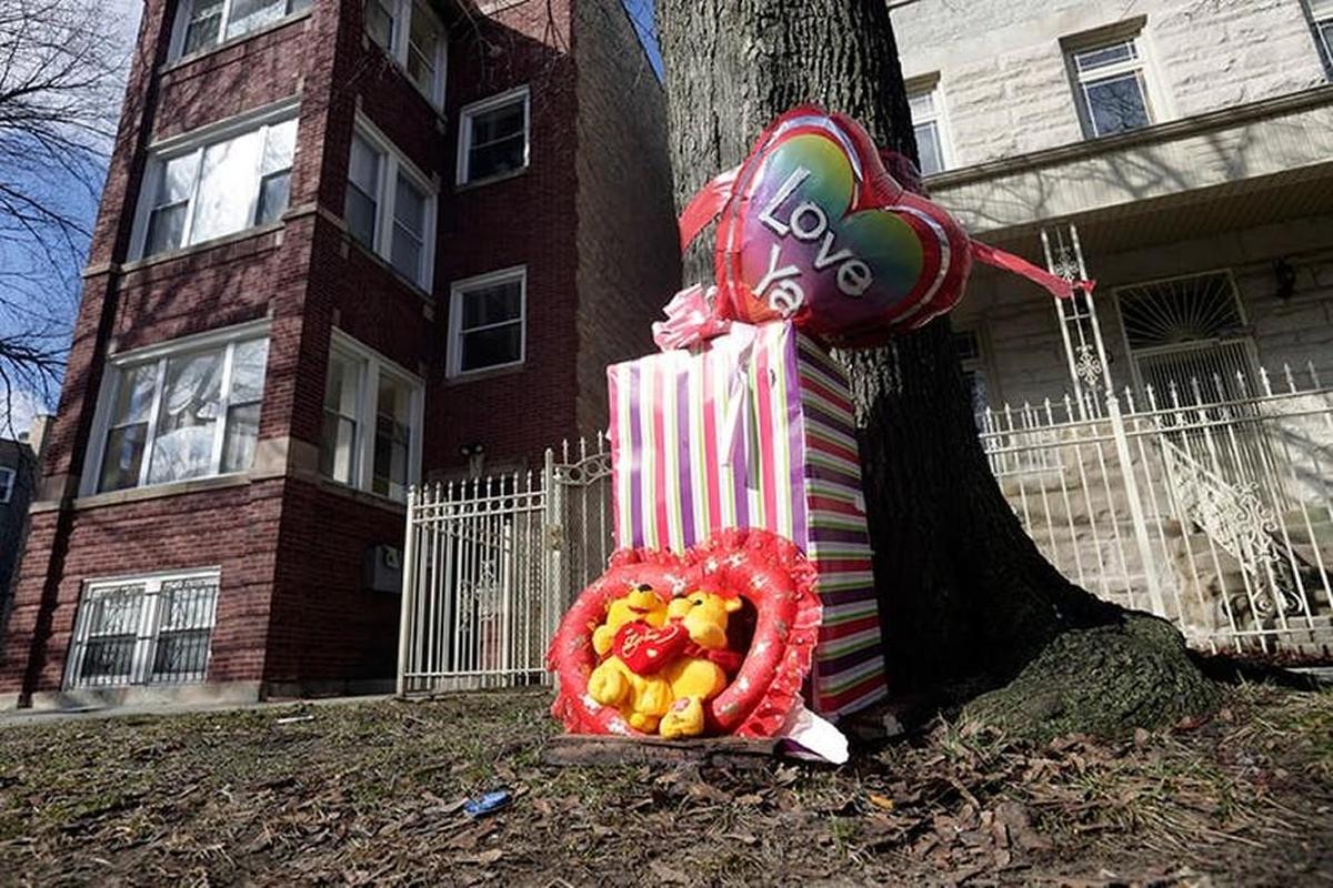 A makeshift memorial in Chicago lies at the site where a baby girl, her mother and her father — a known gang member — were shot in 2013. Most Chicago gang members appear to get their guns secondhand.