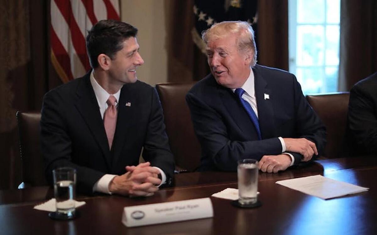 House Speaker Paul Ryan and President Donald Trump promote their new tax plan.