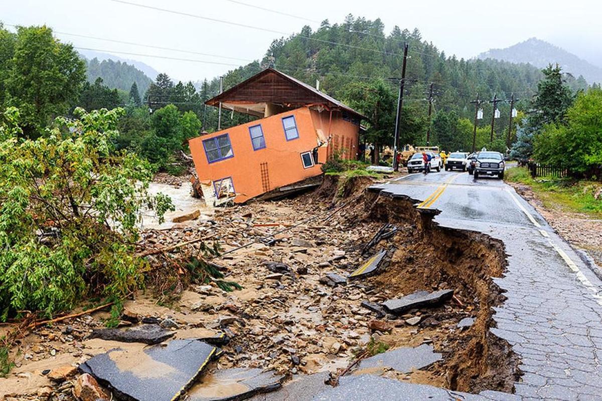 Damage from floods in Boulder County, Colorado, September 2013.