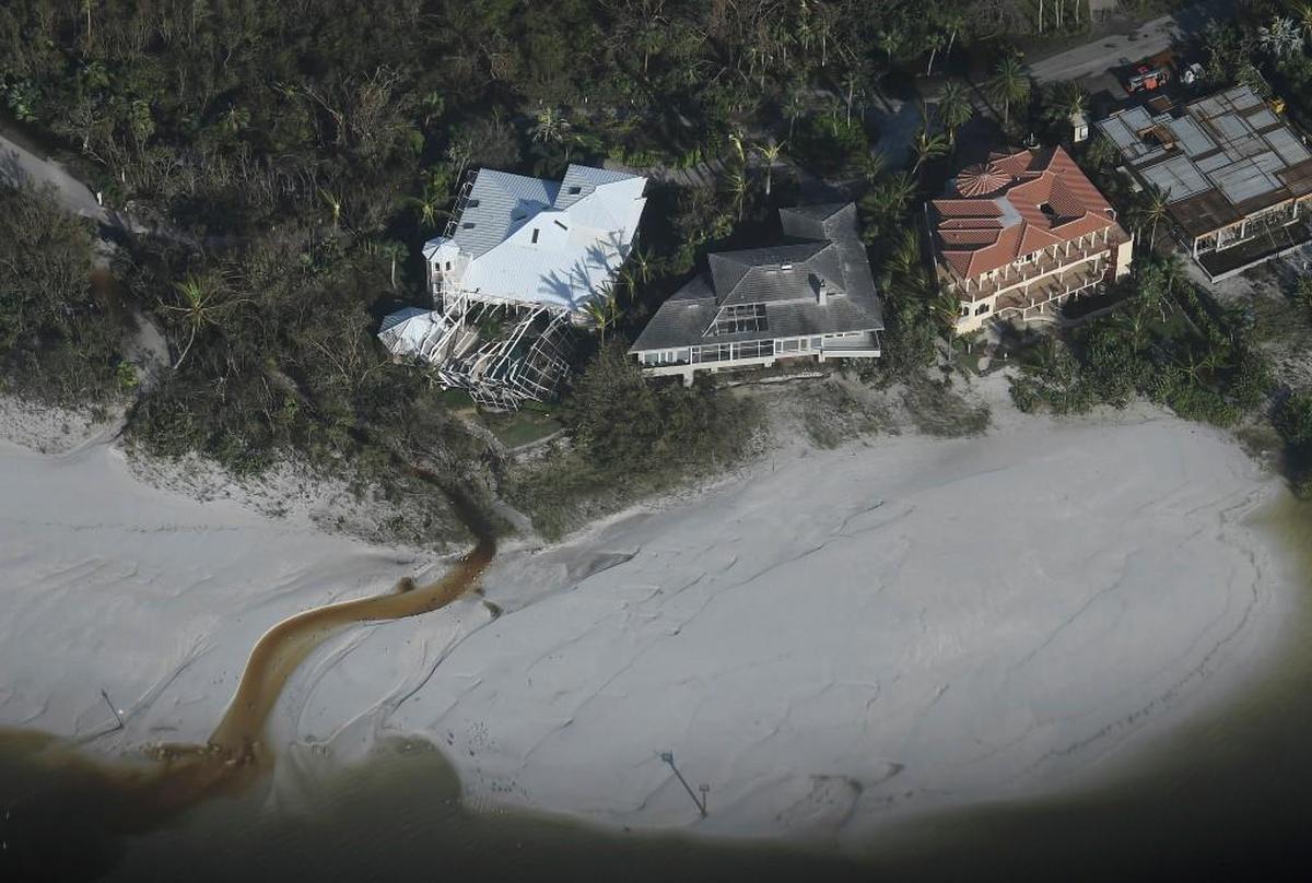Houses damaged are seen in the aftermath of Hurricane Irma, Monday, Sept. 11, 2017, in South West coast of Florida.