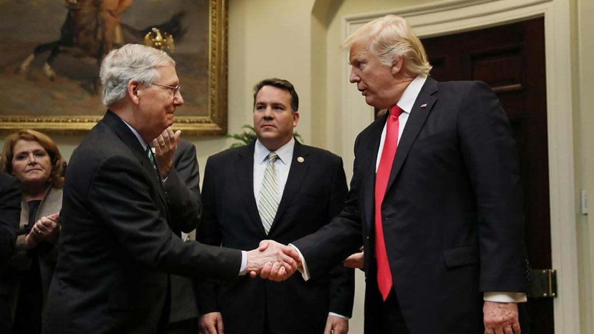 Mitch McConnell has a majority in the Senate – but his mission to push President Trump’s legislative agenda has been far from easy.