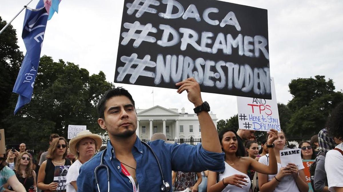 A rally in support of DACA outside of the White House.