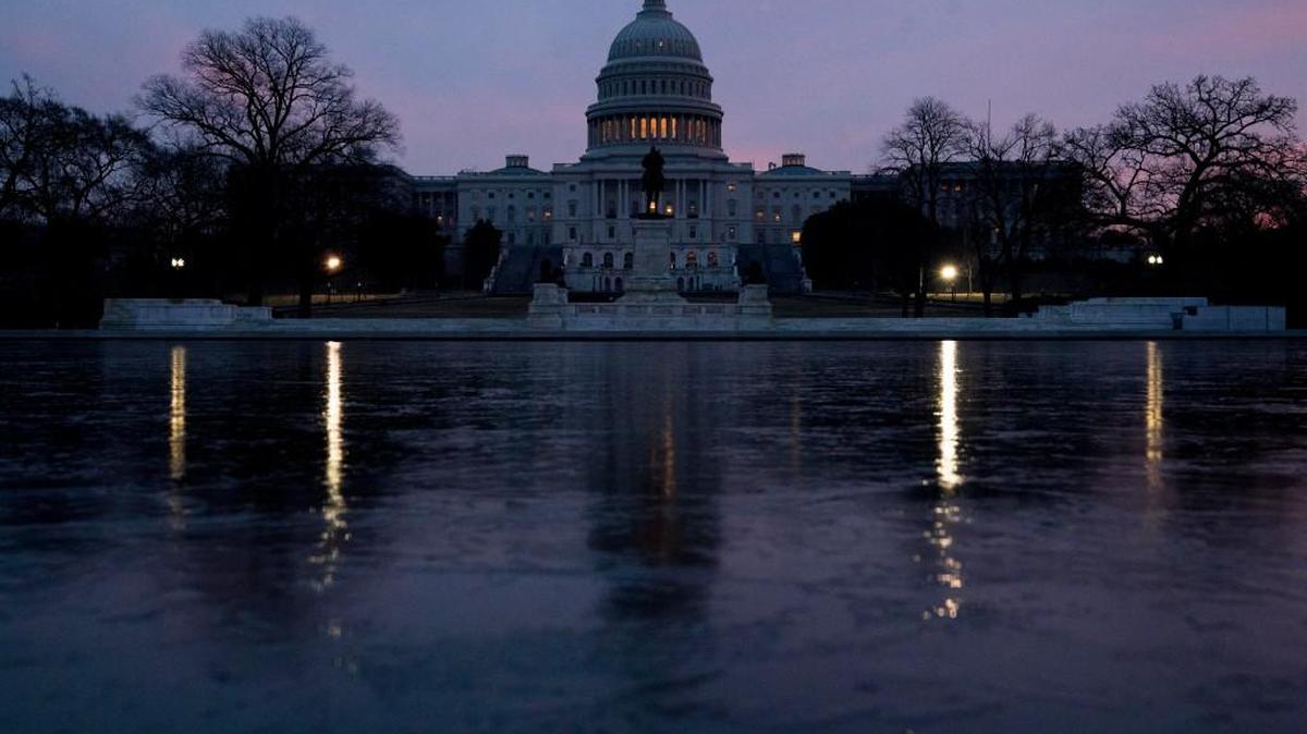 The Capitol Dome of the Capitol Building is seen at sunrise Friday,2018, in Washington.