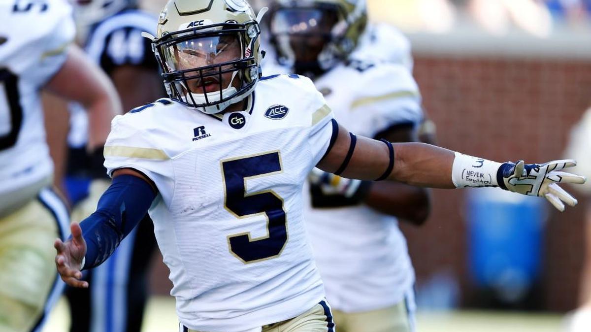 Georgia Tech quarterback Justin Thomas celebrates after scoring a first-half touchdown Saturday, Oct. 29, 2016 against Duke.