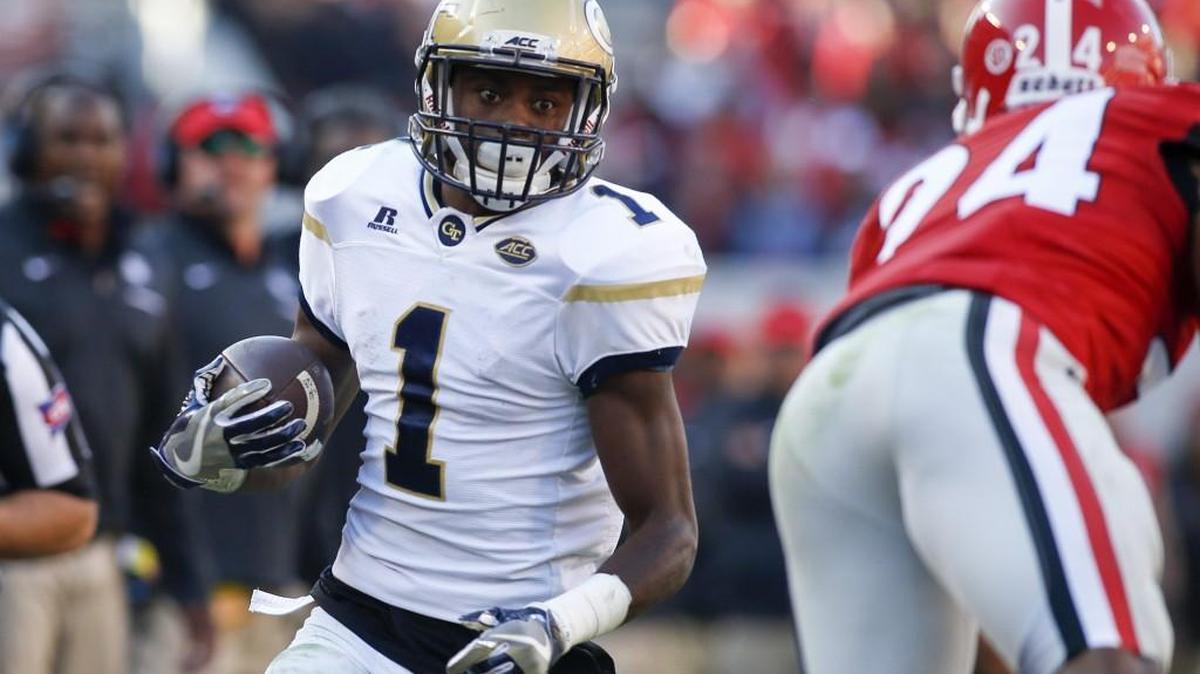Georgia Tech running back Qua Searcy (1) and the Yellow Jackets open their season Sept. 4 against Tennessee.