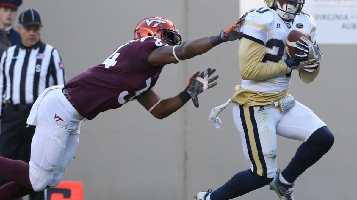 Georgia Tech safety Lawrence Austin (20) had two interceptions Saturday against Virginia Tech.