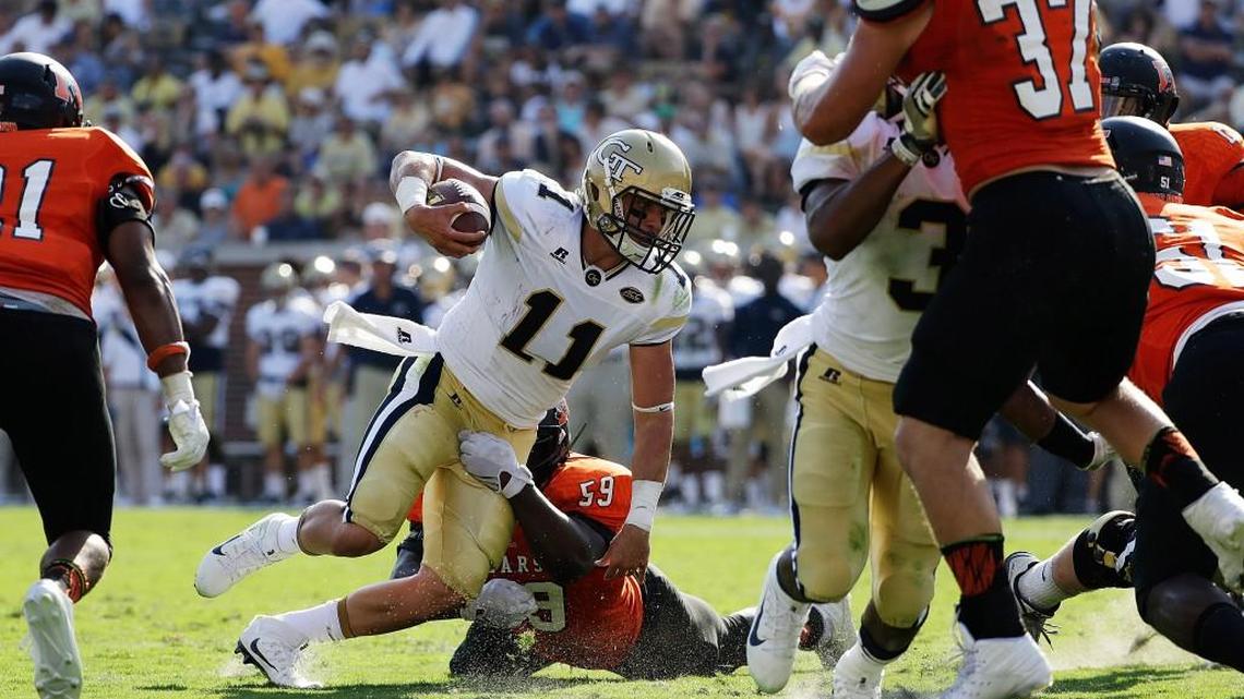 Georgia Tech quarterback Matthew Jordan (11) suffered a foot injury during spring practice.