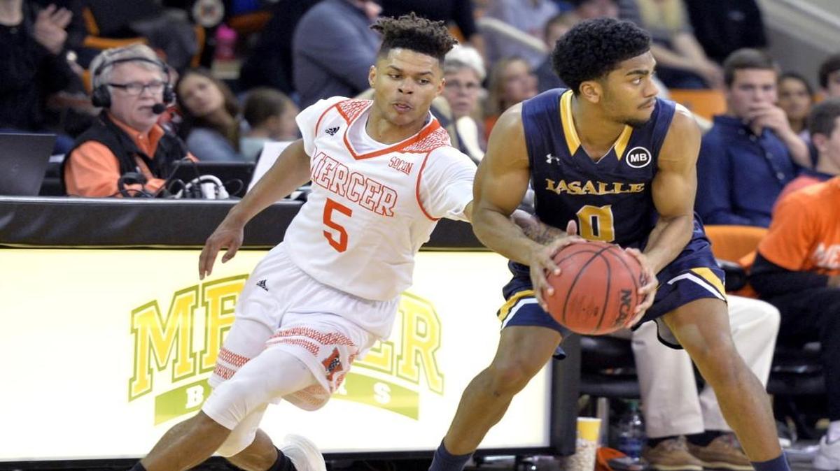 Mercer guard Jordan Strawberry (5) scored 23 points in a loss Monday at Furman.