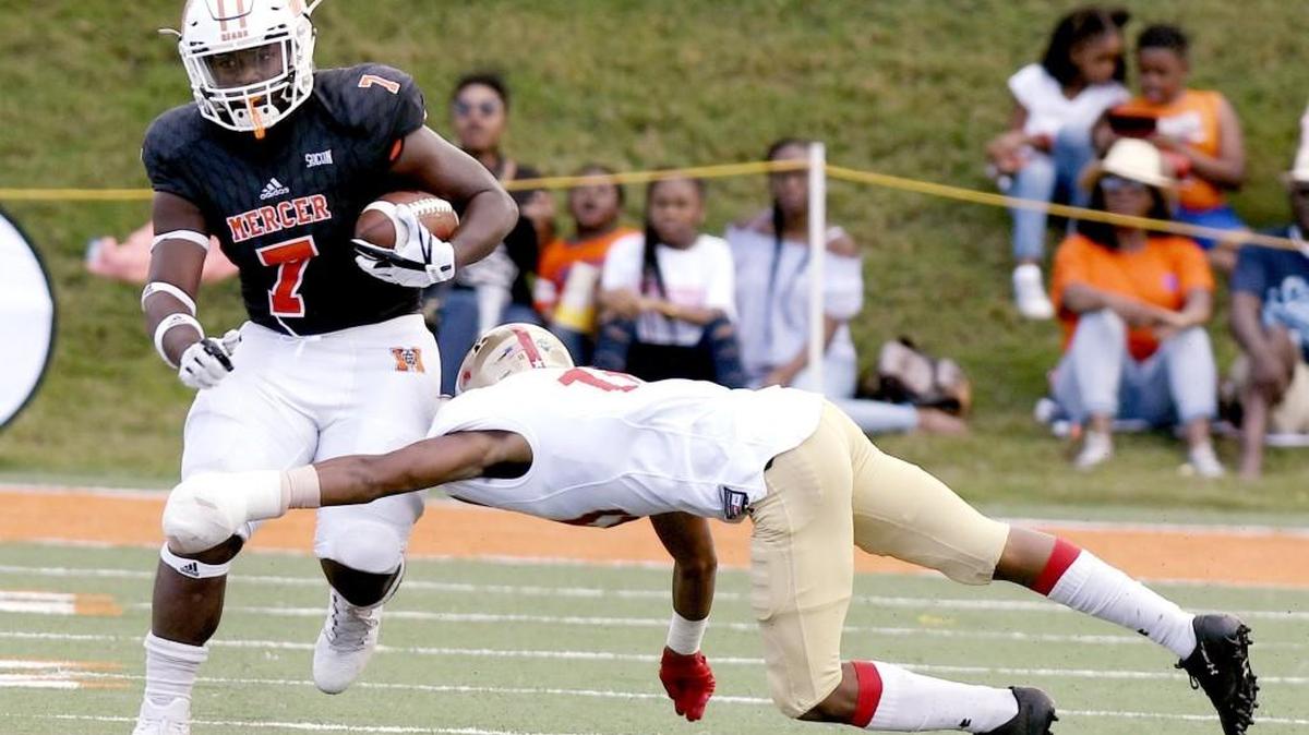 Mercer running back CJ Leggett (7) leads the Bears in rushing with 292 yards on 63 carries