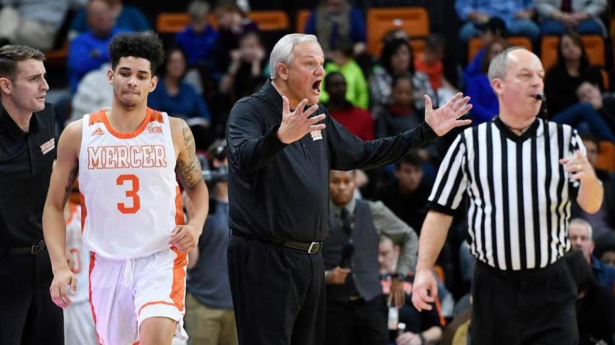 Mercer head basketball coach Bob Hoffman reacts after a play against Chattanooga.