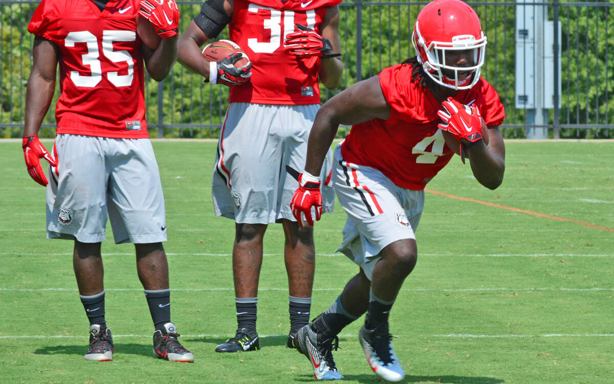 Keith Marshall is no longer wearing a knee brace on his right knee. 