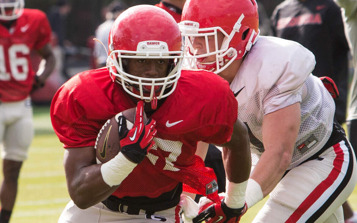 Georgia's Nick Chubb got an estimated 13 carries in Saturday's scrimmage. 