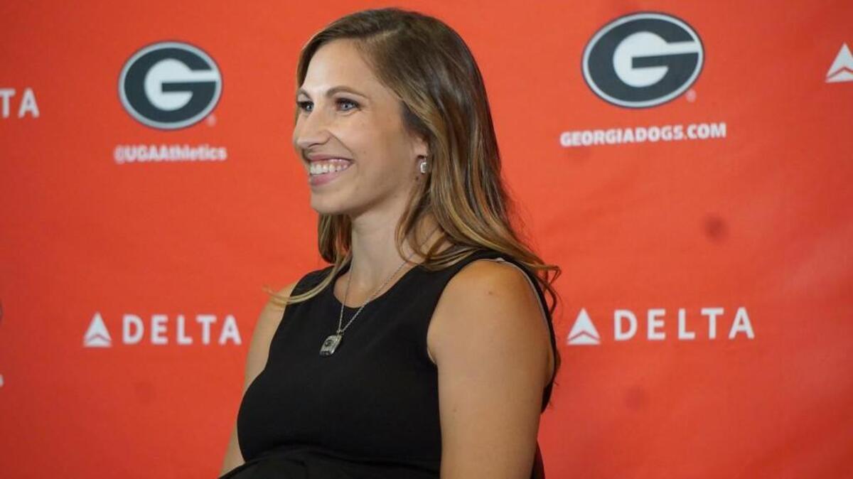 Georgia head gymnastics coach Courtney Kupets Carter during her introductory news conference.