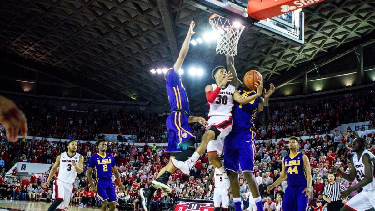 Yes, J.J. Frazier made this shot late in the second half in Georgia’s win over LSU.