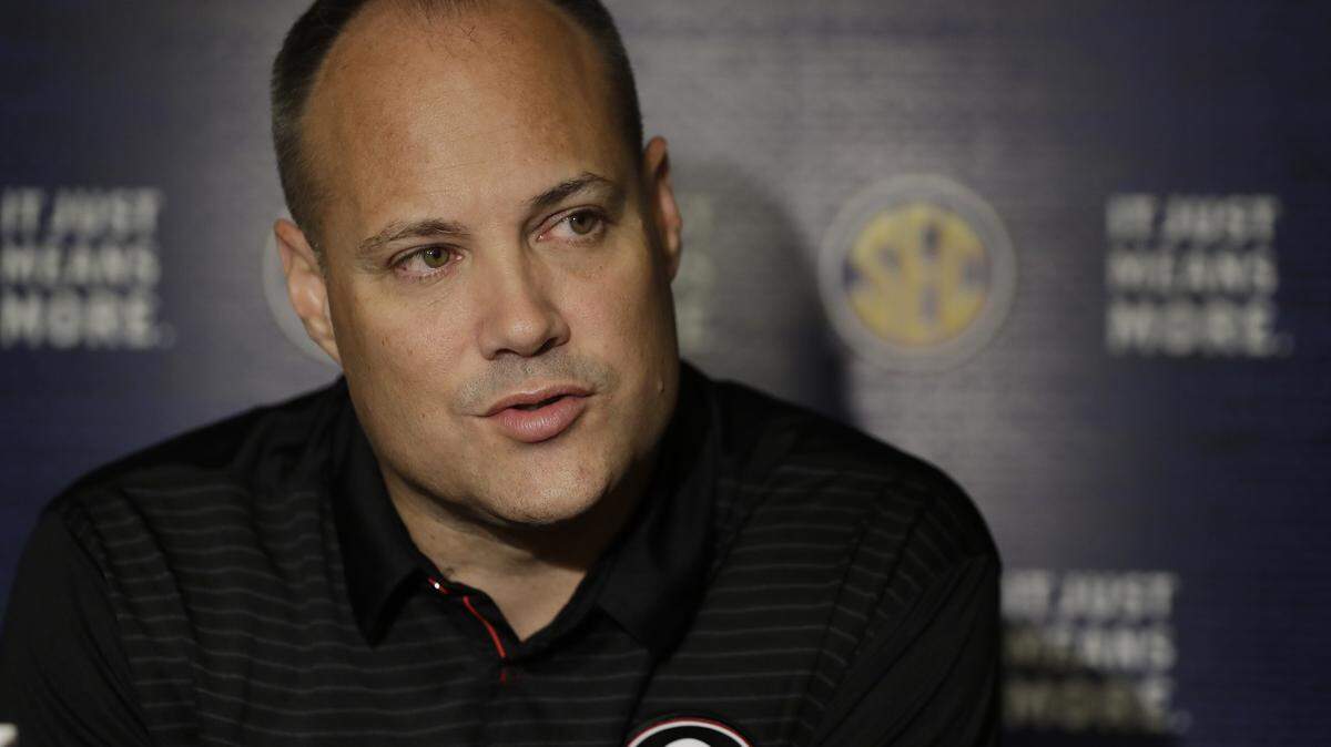 Georgia head coach Mark Fox speaks at SEC Men's Basketball Media Day. 