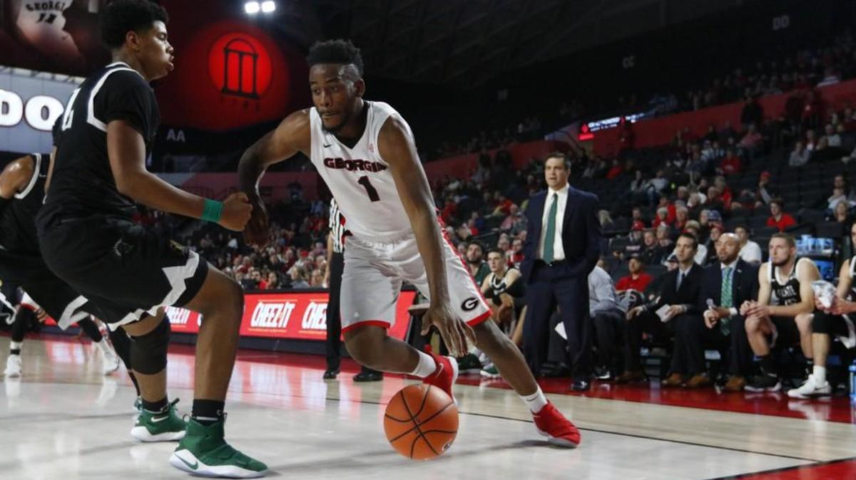 Georgia forward Yante Maten drives against USC-Upstate.