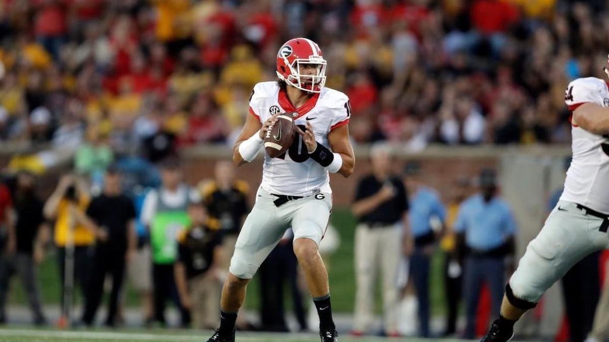Georgia quarterback Jacob Eason completed 29 of 55 passes for 308 yards, three touchdowns and one interception against Missouri.