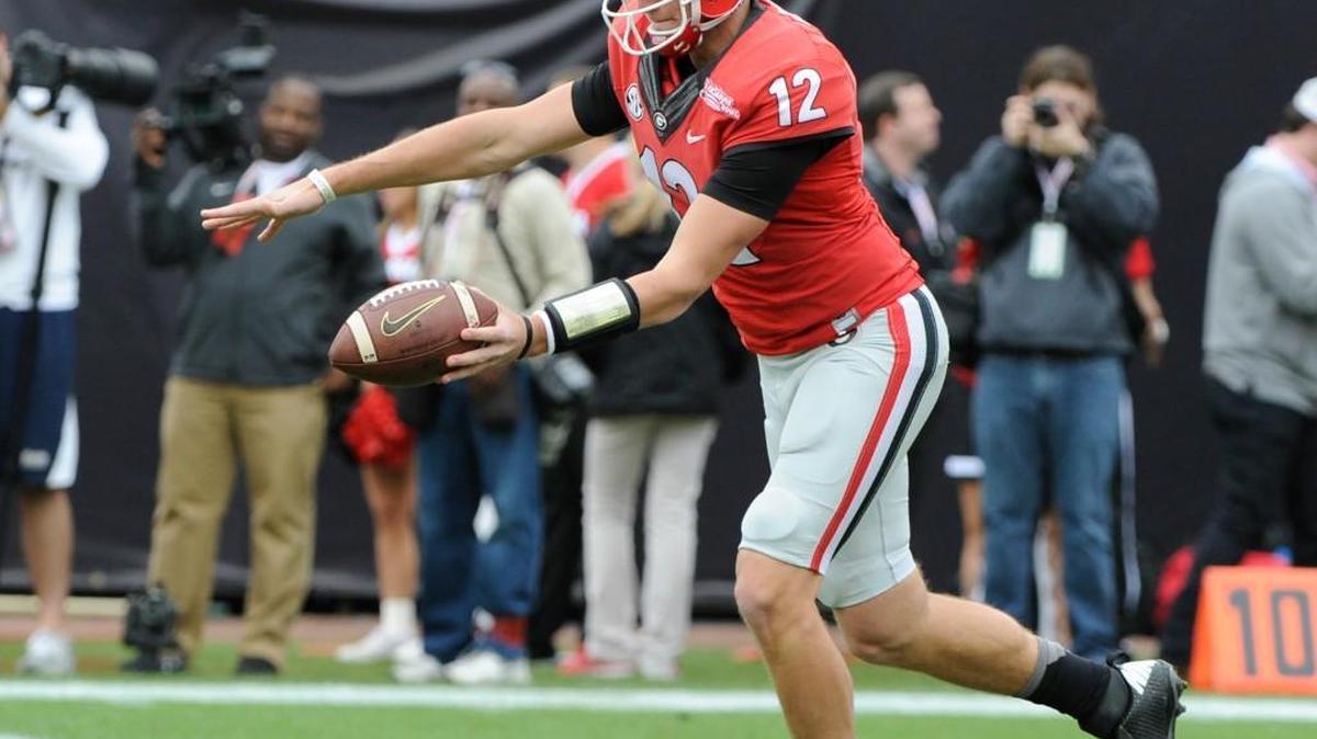 Georgia’s Brice Ramsey punts the ball during the Bulldogs' game against the Penn State in the TaxSlayer Bowl.