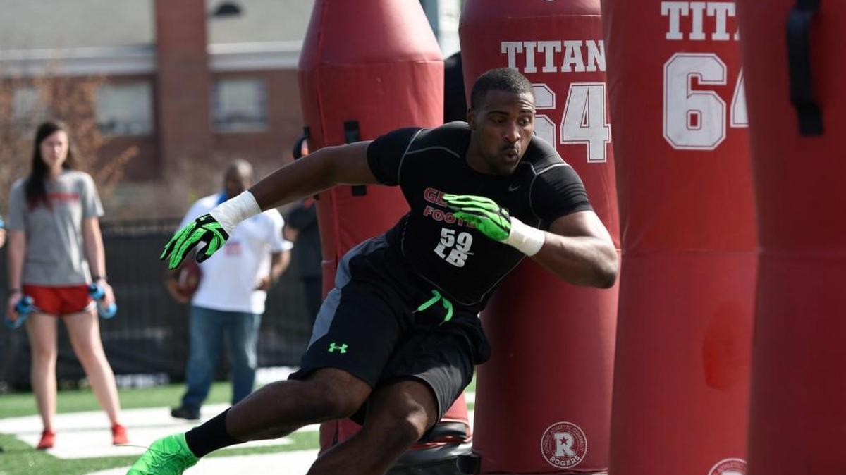 Jordan Jenkins, participating in a pro day drill, is anxious to learn which NFL team will draft him this week.