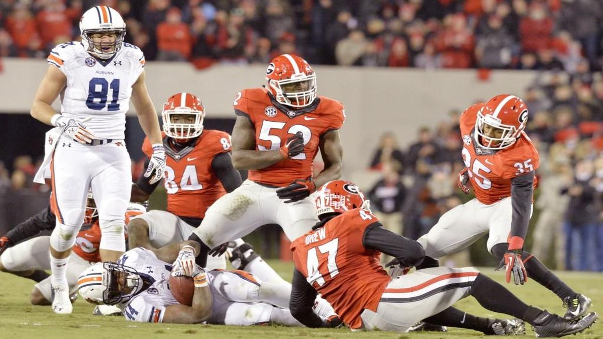 Former Georgia linebacker Amarlo Herrera (52) tried out for the WWE last week at a camp in Orlando, Florida.