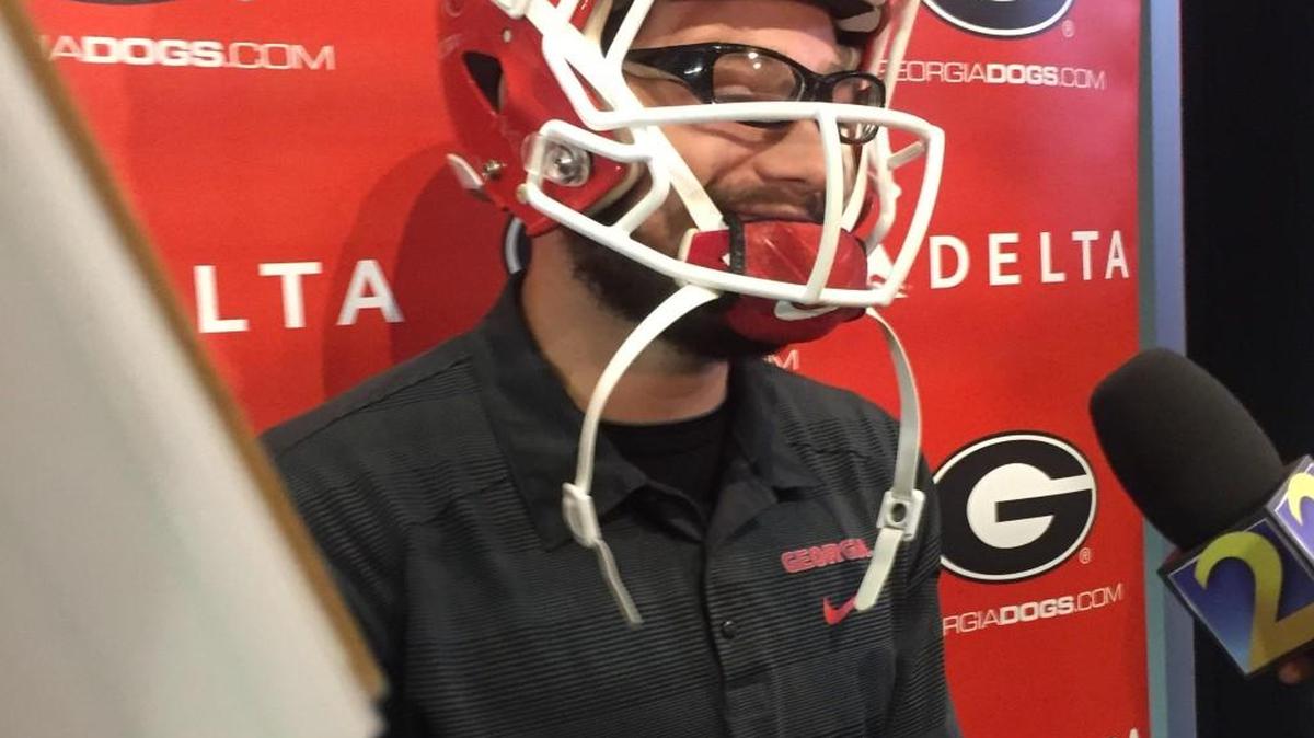 Rodrigo Blankenship conducted an interview with his helmet on, poking fun at himself for doing so with SEC Network after Georgia’s win over Kentucky.
