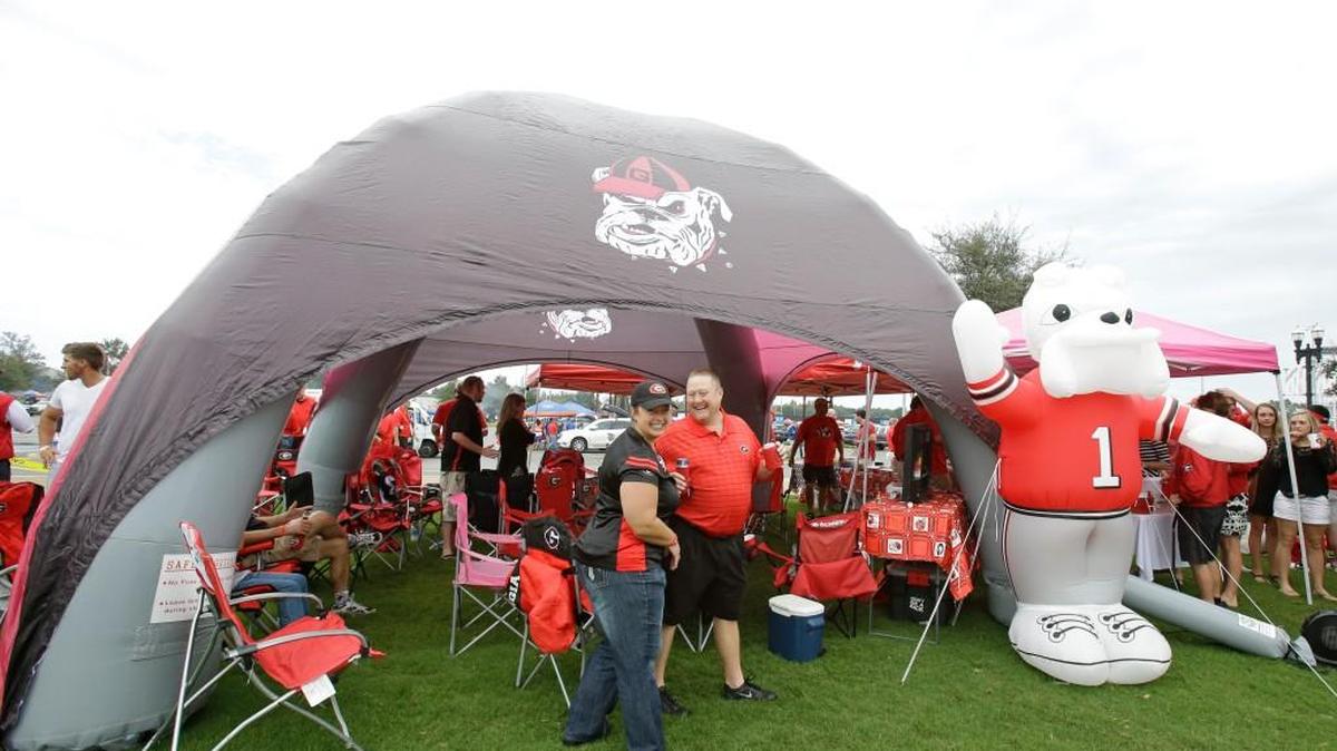 Georgia fans tailgate prior to a football game.