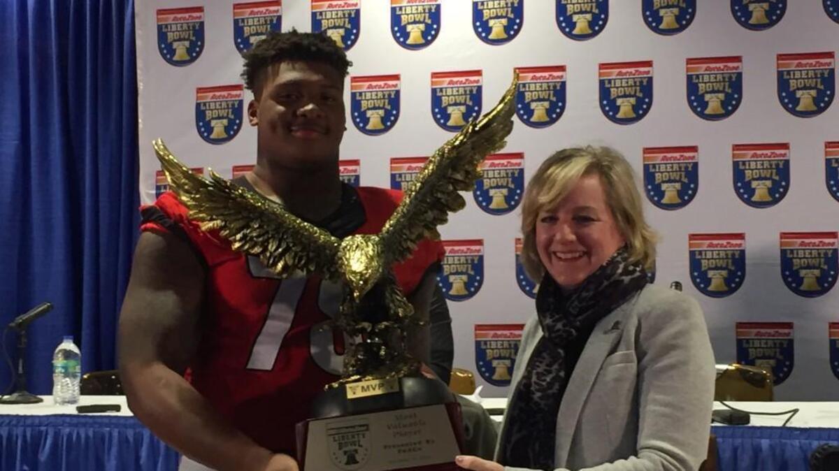 Trent Thompson was awarded with the Liberty Bowl’s MVP award.