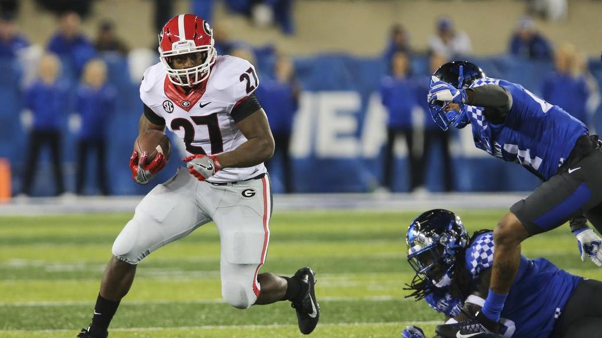 Georgia running back Nick Chubb runs against Kentucky in a 2016 meeting.