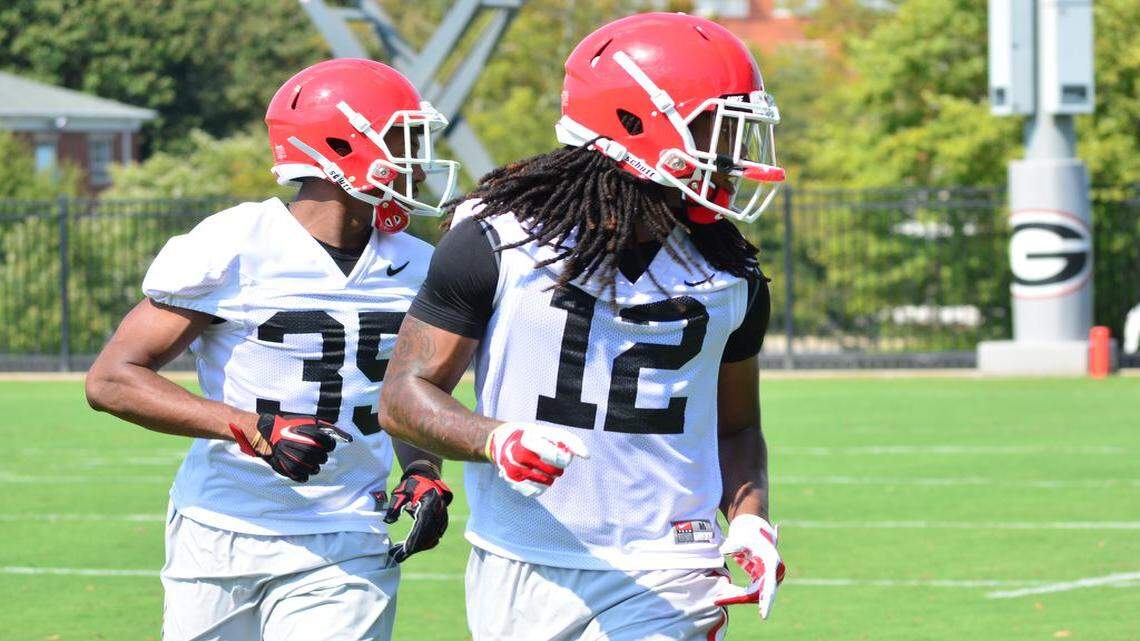 Juwuan Briscoe (12) during a Georgia practice.