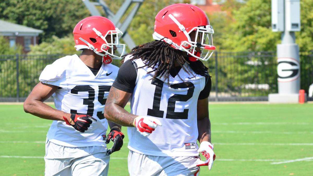 Juwuan Briscoe (12) during a Georgia practice.