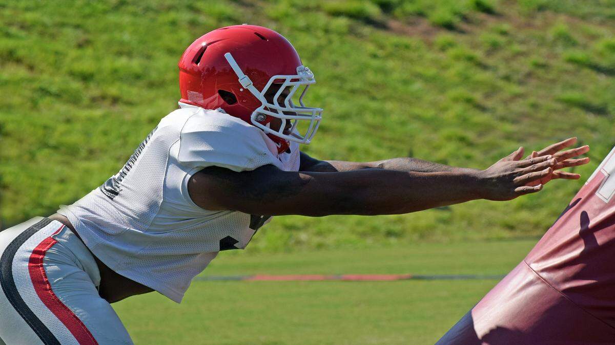 Chauncey Manac goes through a drill during a preseason practice. 