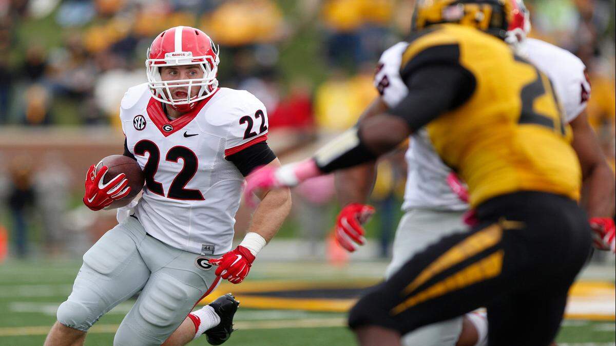 Brendan Douglas carries the ball against Missouri in 2014. 