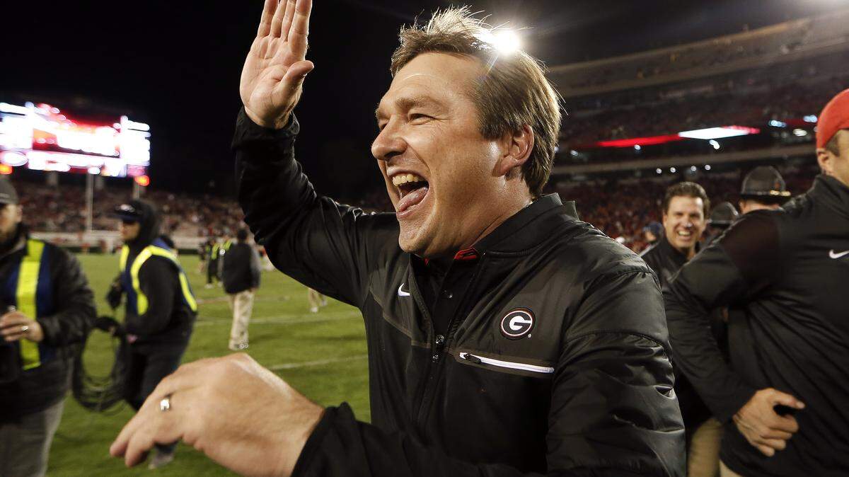 Kirby Smart was happy after beating Auburn in 2016. He was probably just as ecstatic when he found out Justin Fields committed to his program. 