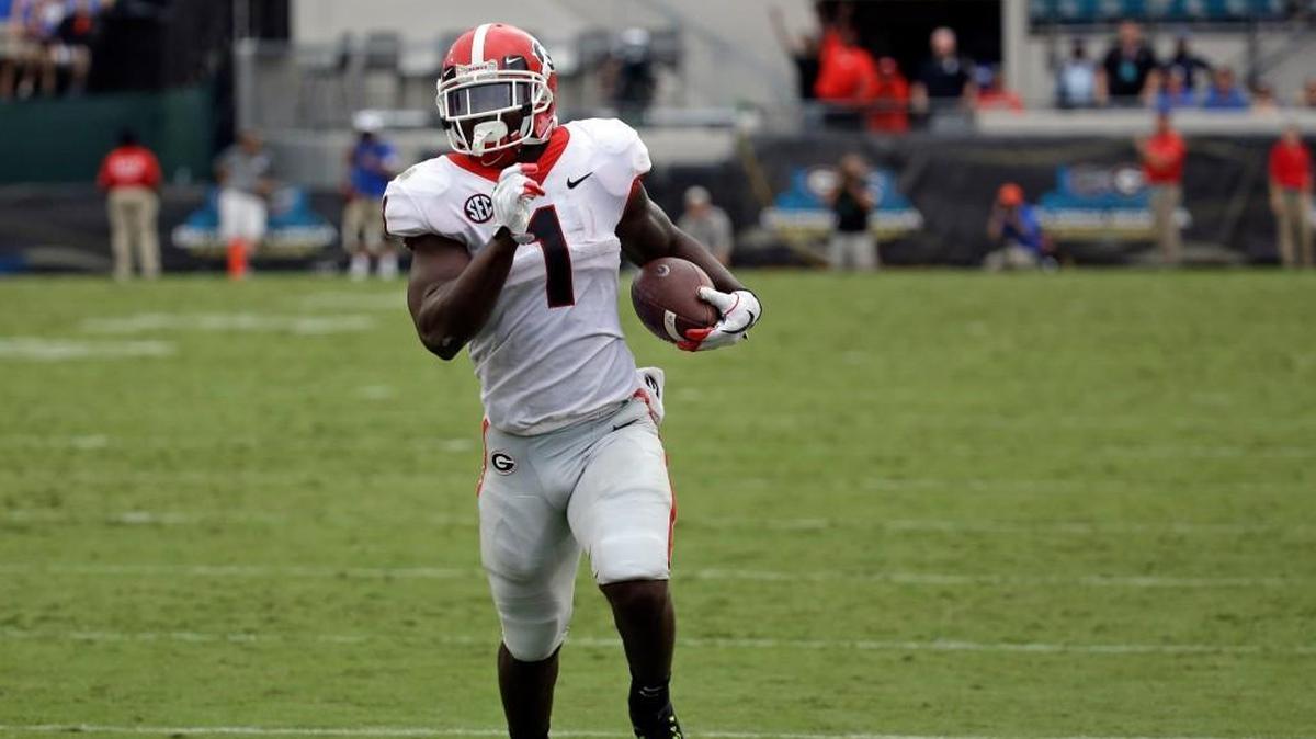 Georgia running back Sony Michel runs a 45-yard touchdown against Florida earlier this season.