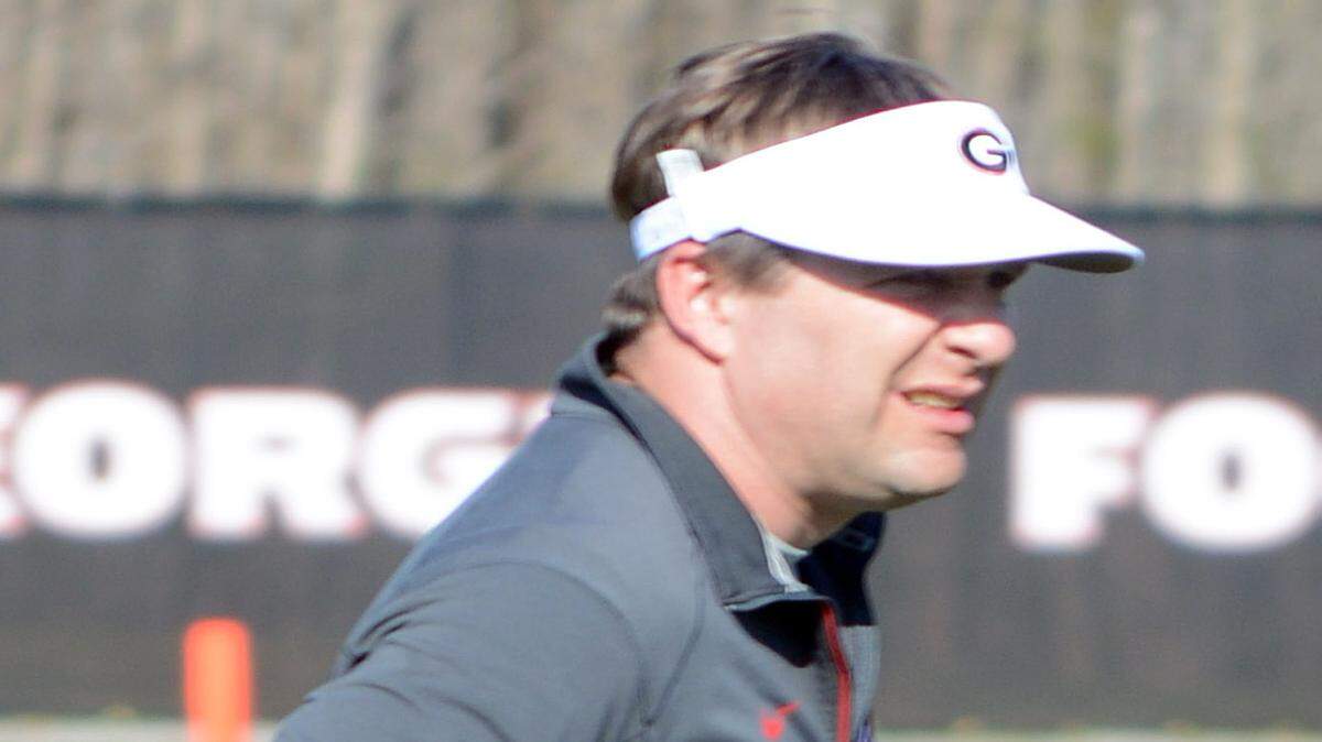 Kirby Smart, during a spring practice. 