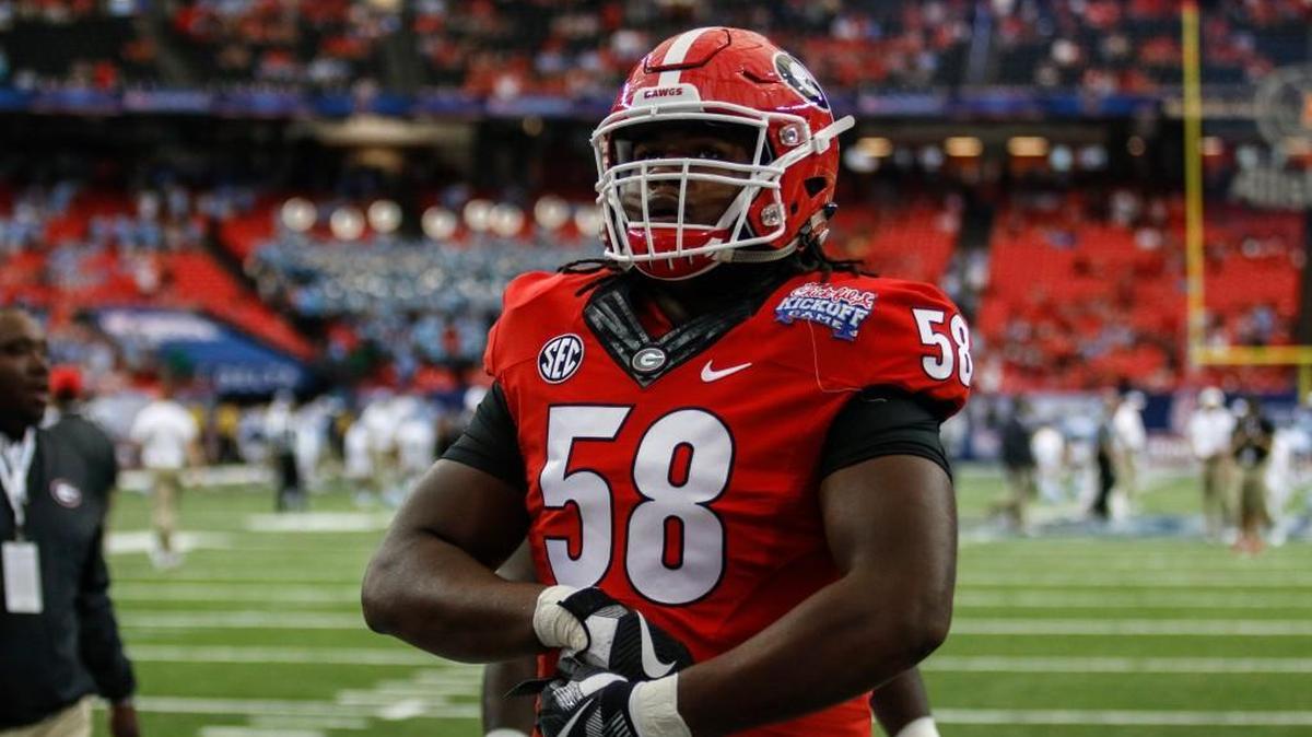 Georgia offensive lineman Pat Allen (58) has been running with the first team at left guard.